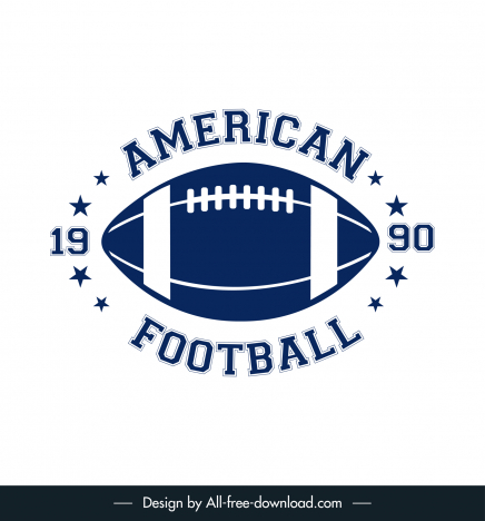 american football league logotype symmetric stars ball sketch