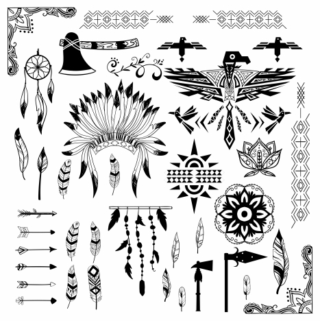 american tribe symbols design in black and white