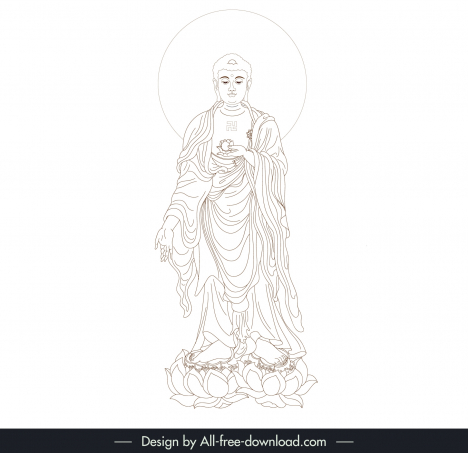 amitabha buddha  design elements handdrawn outline