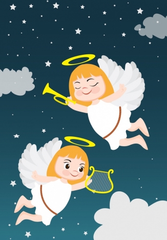 angel background cute girl icons colored cartoon