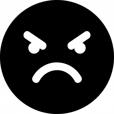 angry icon black white flat circle face symmetric sketch
