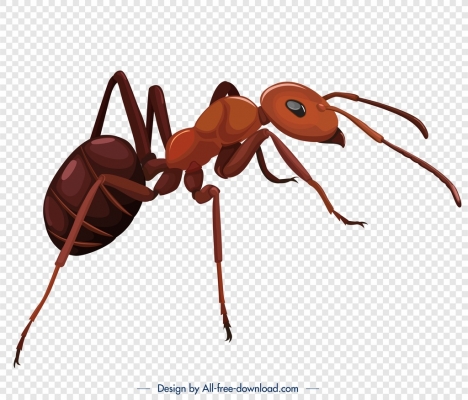 ant insect icon modern closeup 3d brown sketch