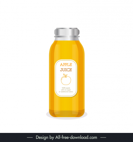 apple juice bottle icon flat handdrawn label decor