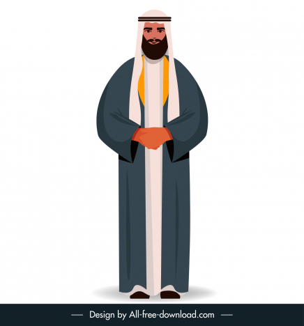 arabic muslim man icon cartoon character sketch