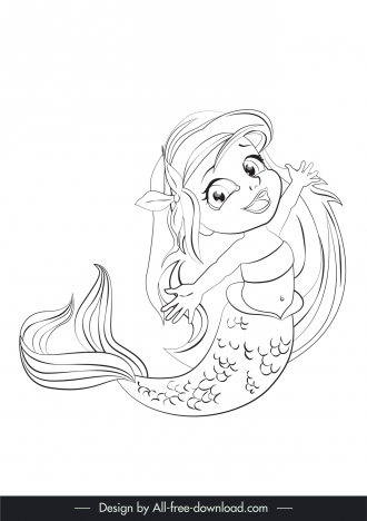 Ariel disney character icon cute dynamic cartoon sketch Vectors graphic art  designs in editable ai eps svg cdr format free and easy download  unlimit id6925071