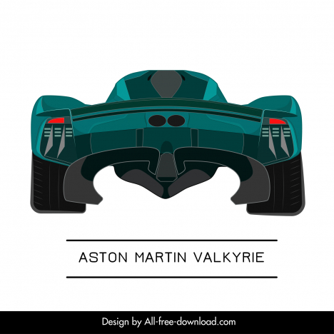 aston martin valkyrie car model icon flat symmetric back view sketch