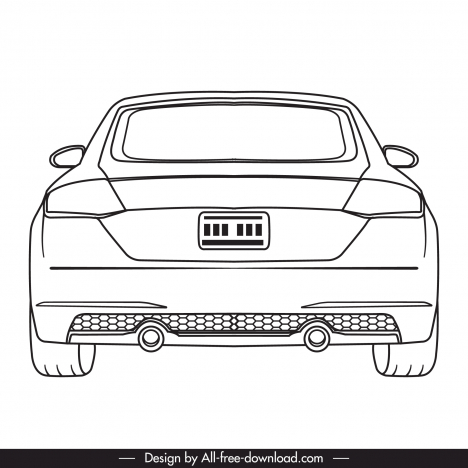 audi tt 2022 car model icon flat black white handdrawn rear view outline