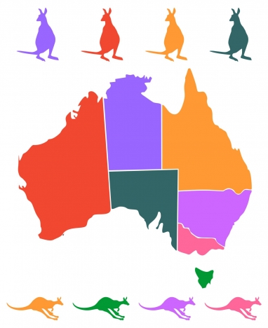 australia maps and icon