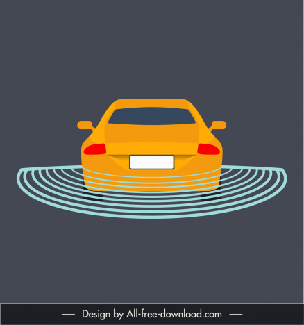 auto sensors sign template symmetric car waves sketch