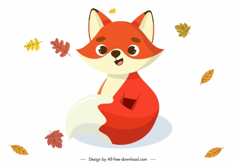 Autumn fox icon cute cartoon sketch vectors stock in format for free ...