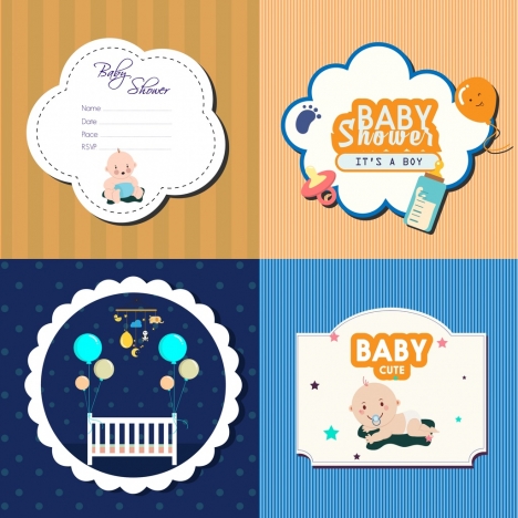 baby badges collection various flat decorative shapes