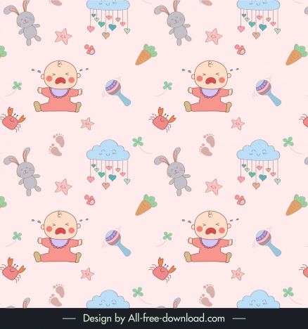 baby seamless pattern template repeating cute cartoon