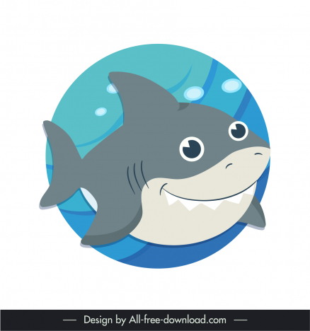 Baby shark icon funny cartoon character design vectors stock in format for  free download 162 bytes