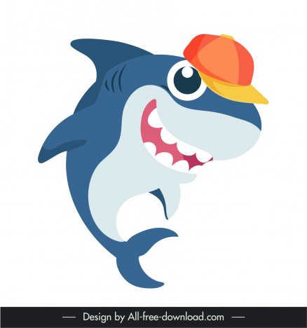 Baby shark icon funny cartoon character sketch vectors stock in format for  free download 162 bytes