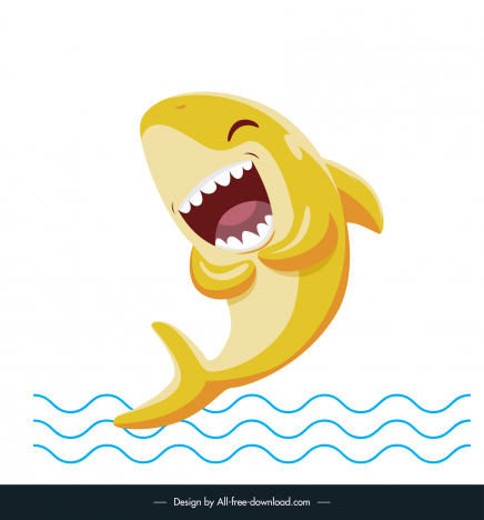 baby shark icon funny cartoon design laughing sketch
