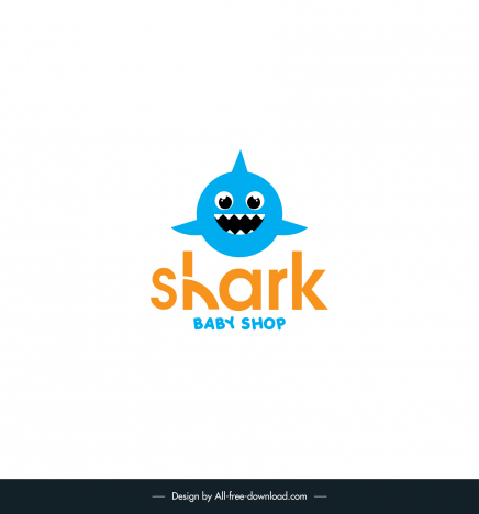 baby shark shop  logo template flat classic cartoon outline