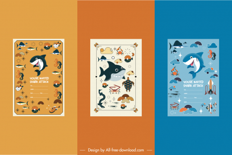 baby shower greeting card templates marine species baby shark sketch