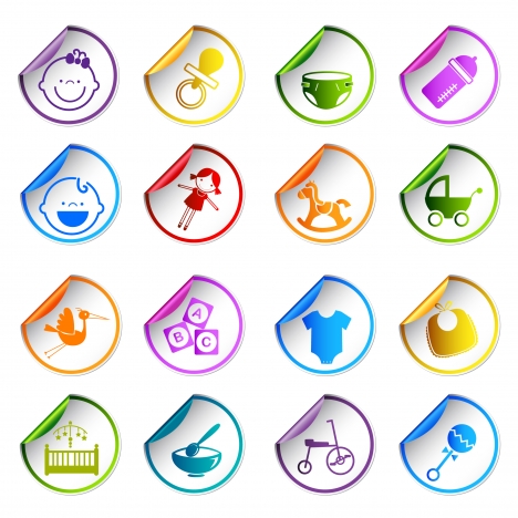 baby toy care sticker icons