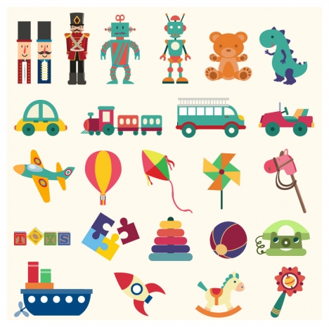 baby toys sets vector illustration in flat style