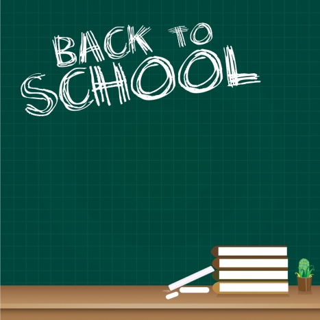 back to school background chalkboard texts books icon
