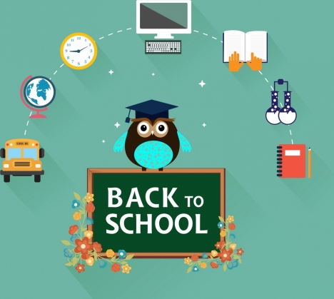 back to school design elements colored infographic design