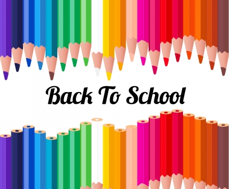 back to school template with various colorful pencils
