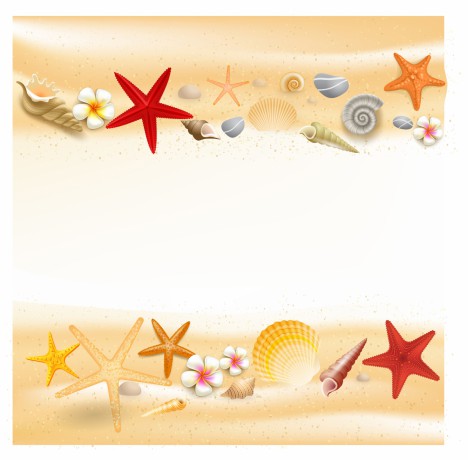 Background with seashells and starfishes