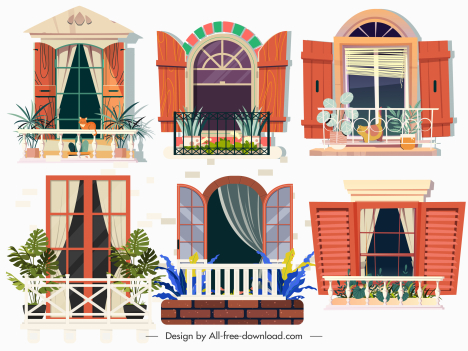balcony templates colorful modern classic sketch