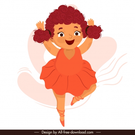 Ballerina icon cute girl sketch cartoon character design vectors stock ...