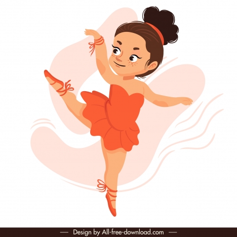 ballerina icon dancing gesture cute cartoon character sketch