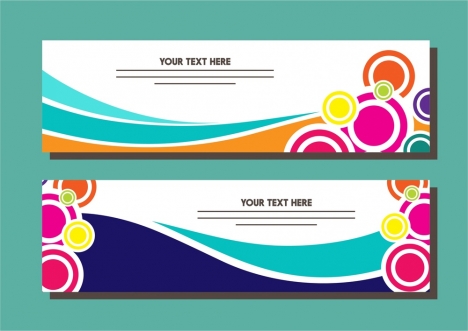 banner design sets colorful circles and curves style