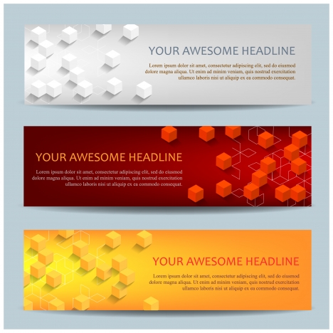 banners set with 3d cubic design background