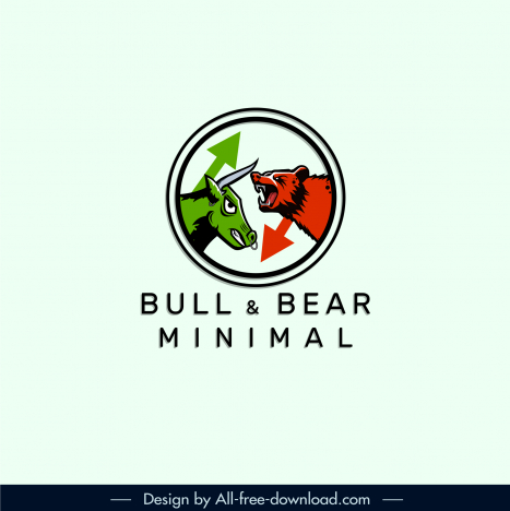 bear  bull head forex trading logotype flat dynamic handdrawn sketch
