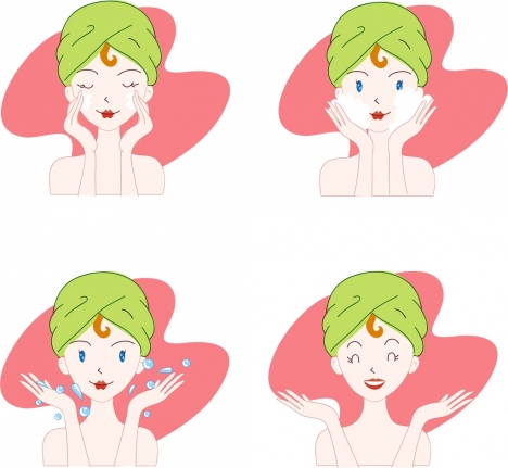 Beautiful woman icons emotional decor cartoon characters vectors stock in  format for free download 
