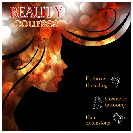 beauty course banners design with bokeh abstract background