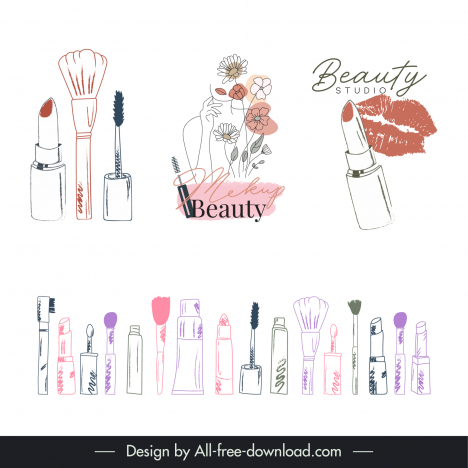 Premium Vector  Abstract ornament of makeup kit beauty accessories cosmetic  sketches seamless pattern hand drawn vector illustrations in retro style