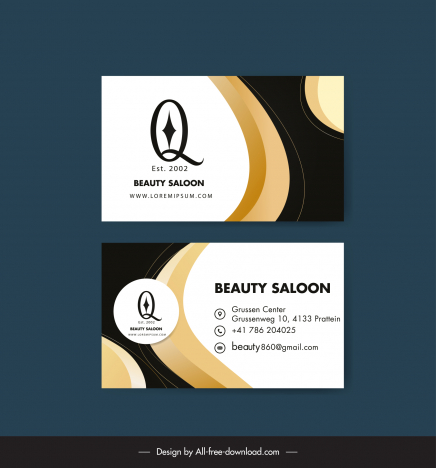 beauty salon business card template modern elegant curves decor