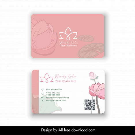 beauty salon namecard template elegant classic lotus