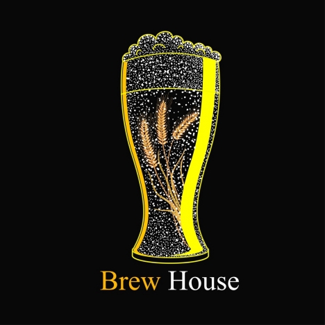 beer advertising glass barley icons dark design