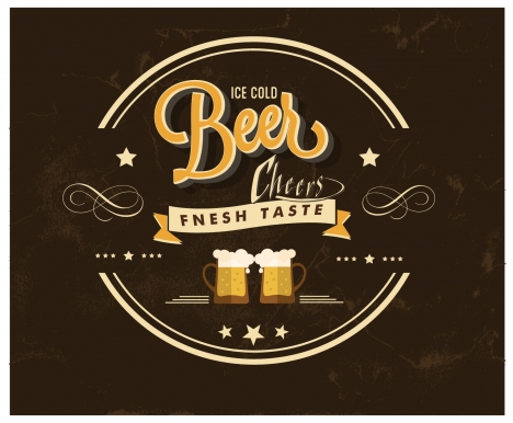 beer bar label design on dark background