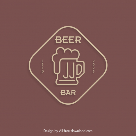 beer bar logo template flat retro isolated geometry