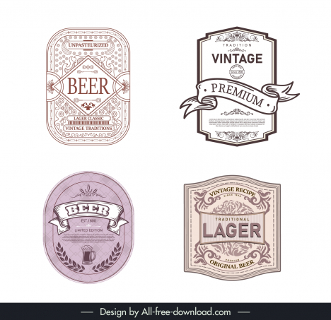 beer label templates collection vintage elegance