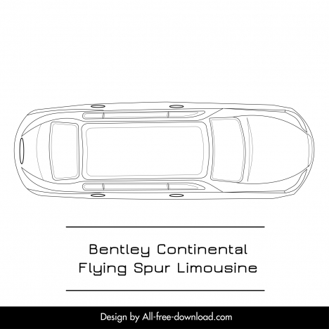 bentley continental flying spur limousine 2022 advertising banner top view sketch handdrawn flat design