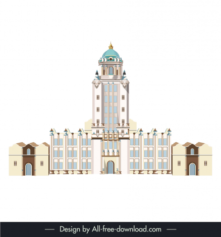 beverly hill city hall tower architecture template elegant flat symmetric decor