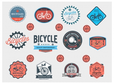 bicycle label and logo sets in vintage style