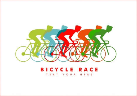 bicycle race banner colorful silhouettes cyclist