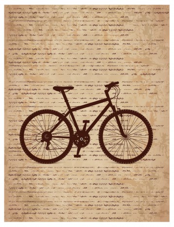 bike silhouette on old paper background