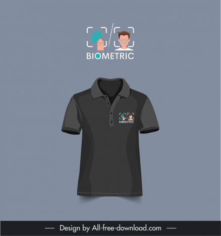biometric logotype tshirt template modern flat black design