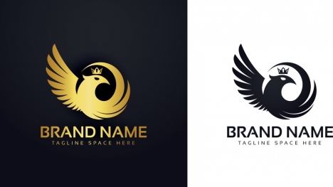 bird logo template wings icon shiny silhouette design