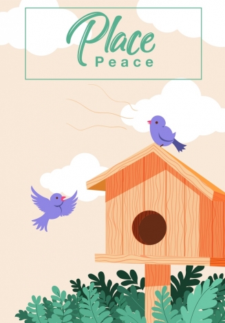 Bird nest background wooden cottage icons cartoon design vectors stock in  format for free download 